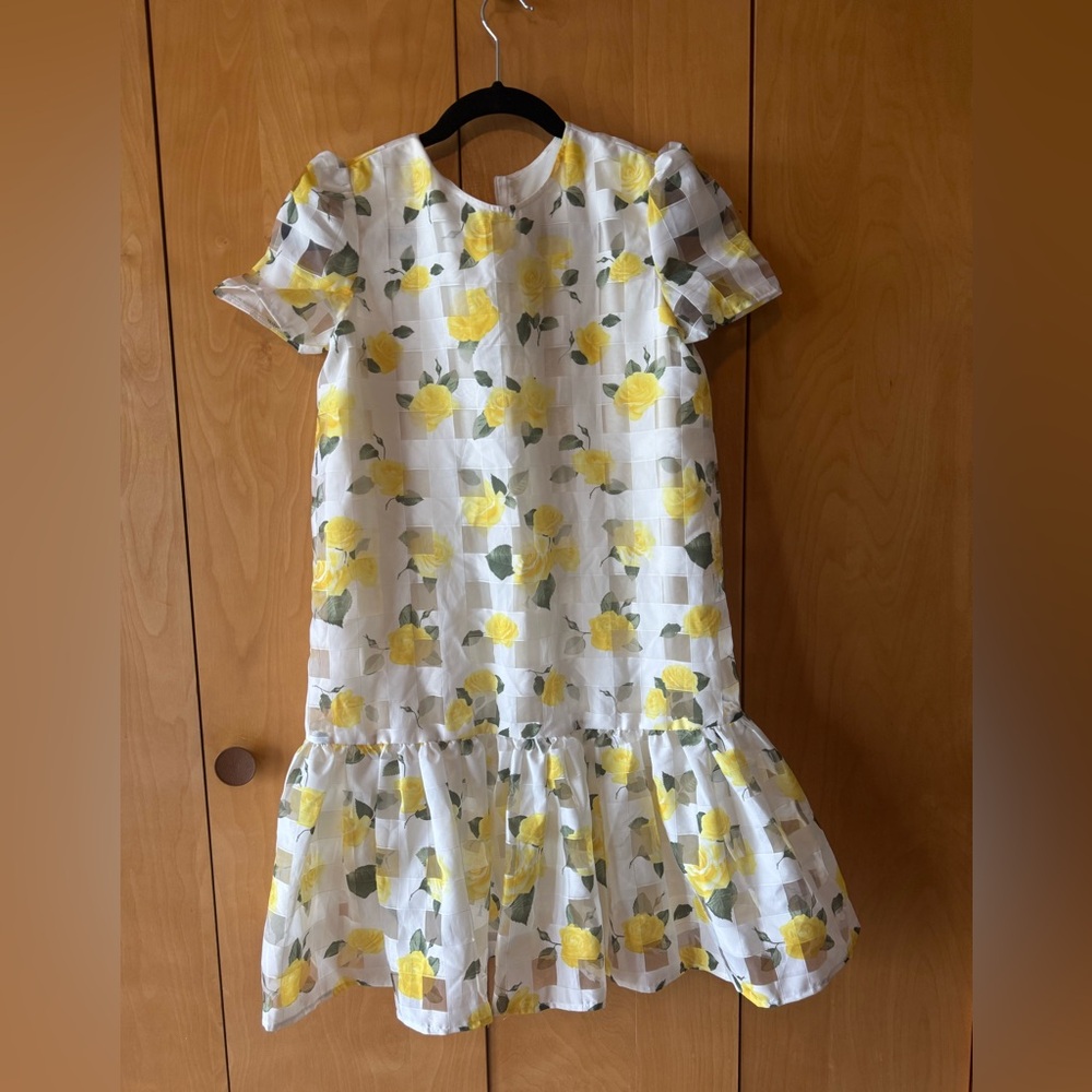 yellow rose floral print Dress, size 4